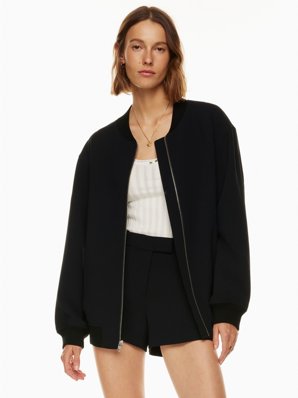 Aritzia Wilfred Black Numbers Bomber Jacket